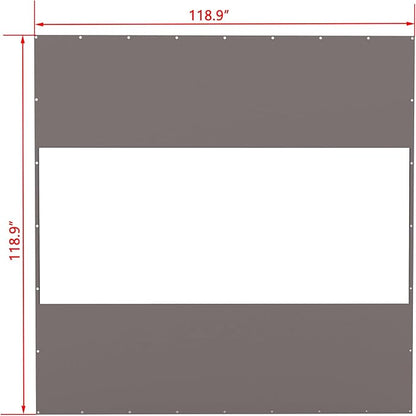 Domi Heavy Duty Outdoor Clear Panel Curtain, 18 oz Waterproof PVC Polyester Curtain, Weather Resistant & Tearproof for Patios, Gazebos, Pergolas, Privacy Screen (10'H x 10'W, Gray)