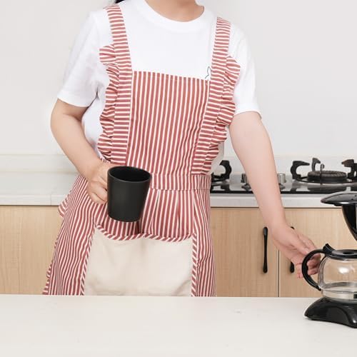 Cute Cotton Apron for Women, Adjustable Bib Cooking Kitchen Aprons - Image 4