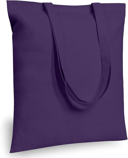 TOPDesign 6-Pack Economical 16"x15" Deep Purple Cotton Tote Bags, Lightweight Medium Reusable Grocery Shopping Cloth Bags, Suitable for DIY, Advertising, Promotion, Gift, Activity