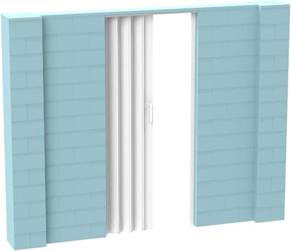 EverBlock 9’ x 7’ Wall Kit with Accordion Door | 3’ x 7’ Doorway | Modular Building Blocks | Wall Display System | Room Divider & Partition | Easy to Connect & Reuse | Indoor & Outdoor Use