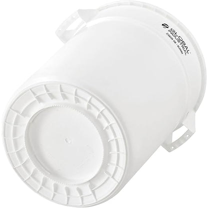 Global Industrial Commercial Round Trash Can, 32 Gallon Capacity, Plastic Garbage Can, Indoor and Outdoor Utility Trash Can, White, 21-3/4"W x 27-1/2"H, No Lid