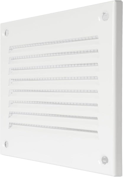 Repa Market 5-Pack 4x4 Inch Air Vent Cover/White Galvanized Steel Louvered Grill Cover with Mesh Screen/Wall or Ceiling Vent/Durable Flush Mount HVAC Register for Indoor and Outdoor Ventilation