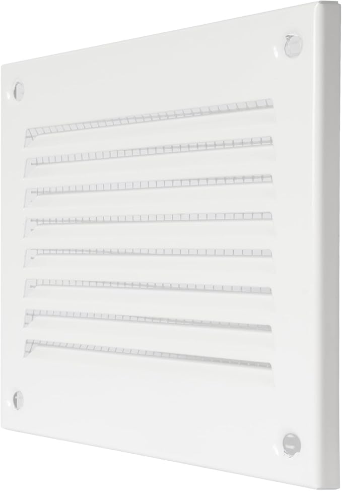 Repa Market 2-Pack 4x4 Inch Air Vent Cover/White Galvanized Steel Louvered Grill Cover with Mesh Screen/Wall or Ceiling Vent/Durable Flush Mount HVAC Register for Indoor and Outdoor Ventilation
