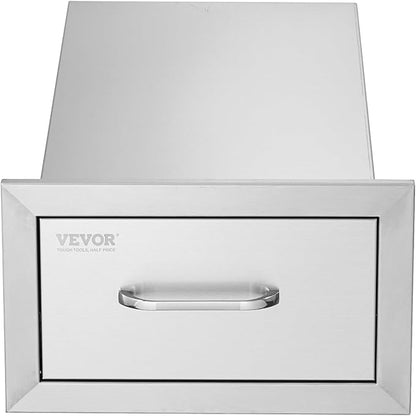 VEVOR 14x8.5 Inch Outdoor Kitchen Drawers Stainless Steel, Flush Mount Double Drawers,14W x 8.5H x 23D Inch, with Stainless Steel Handle, BBQ for Outdoor Kitchens or BBQ Island