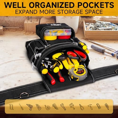 LEFOR·Z Tool Belt with 4 D-Rings, 27-Pockets Tool Belts - Image 5