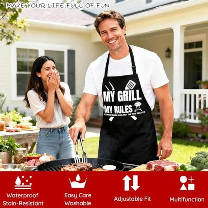 Funny Black Waterproof BBQ Chef Bib Aprons - Image 2