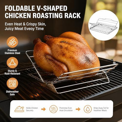 Adjustable V-Shaped Chicken Roasting Rack - Image 7