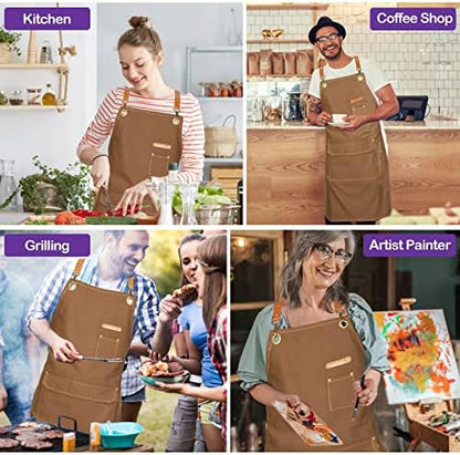 Genixart Chef Apron Men Women, Kitchen Aprons Cooking, BBQ - Image 6