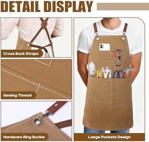 Aprons For Women Men With Large Pockets, Waterproof Cotton Chef Aprons For - Image 4