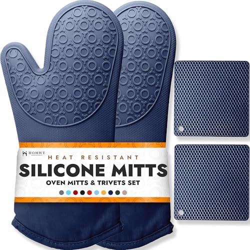 BPA-Free Soft Silicone 4 Piece Oven Mitts & Trivets Set by HOMWE