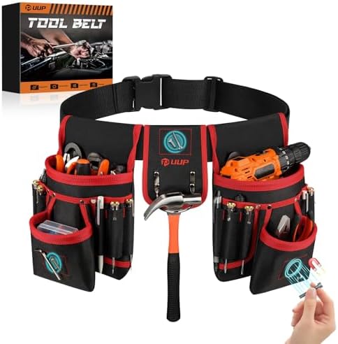 Magnetic Tool Belt for Men, 26 Pockets Heavy Duty Nail Tool Pouch Dad Gift by UUP