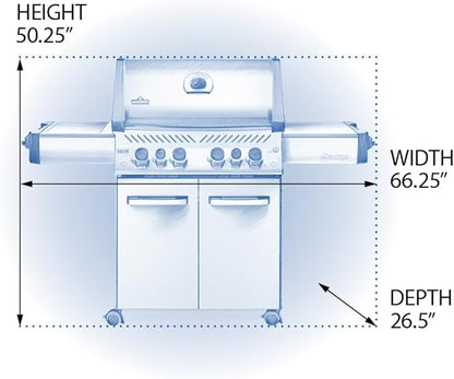 Napoleon P500RSIBNSS-3 Prestige 500 RSIB Natural Gas Grill, sq. in + Infrared Side and Rear Burner, Stainless Steel