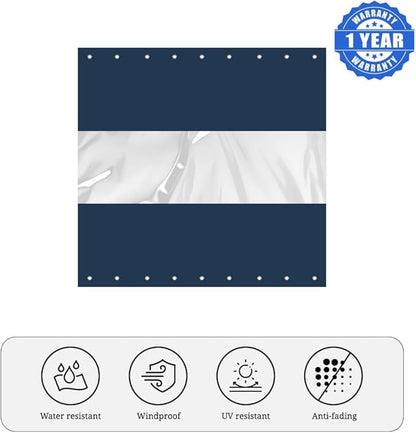 Covers & all Outdoor Clear Panel Curtain, 12 oz Vinyl Outdor Curtains for Patio, Waterproof & Weather Resistant Tarp with Brass Grommets for Pergola, Porch, Gazebos, Balcony (7’ H x 4’ W Feet, Blue)