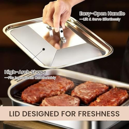 Grilling Prep and Serve Trays, 5-in-1 Grill Carry System Stainless Steel Food - Image 5