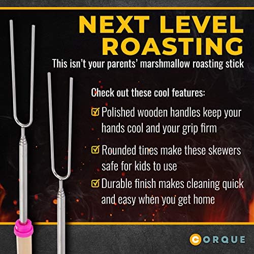 CORQUE Marshmallow Roasting Sticks, Smores Sticks, Extendable, Camping Skewer - Image 4