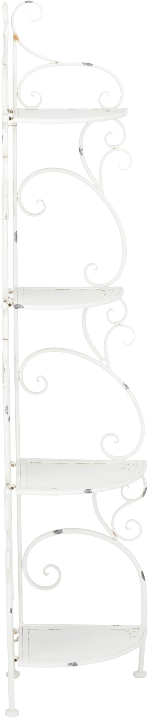 SAFAVIEH Outdoor Collection Turuca Antique White Wrought Iron 4-Tier Corner - Image 8