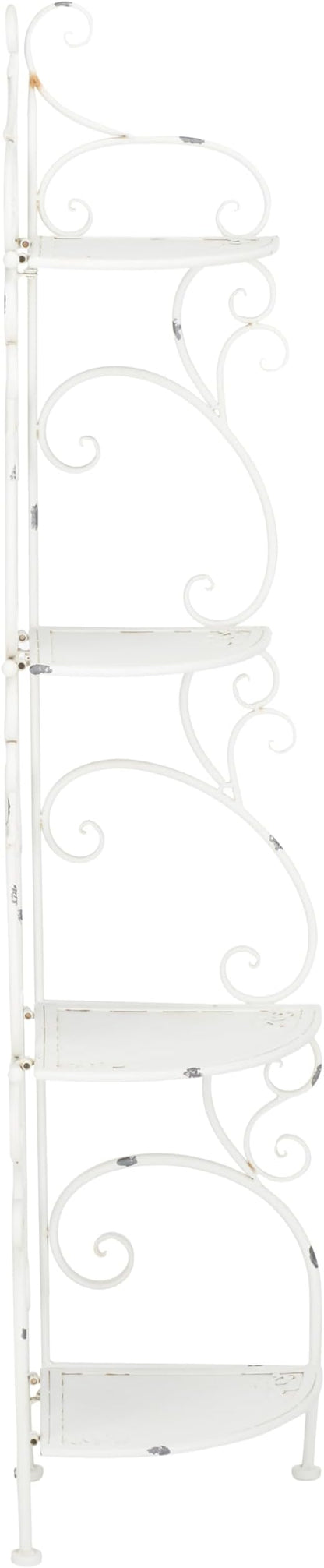 SAFAVIEH Outdoor Collection Turuca Antique White Wrought Iron 4-Tier Corner - Image 8