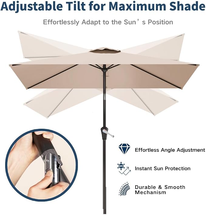 6.5' x 10' Rectangular Patio Umbrella Large Outdoor Market Umbrella w/UV - Image 4