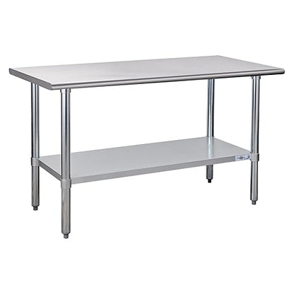 Profeeshaw Stainless Steel Prep Table 60x24 Inch NSF Commercial Work Table with Undershelf Heavy Duty Table for Kitchen Restaurant Home Hotel