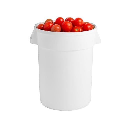 PRO&Family Commercial Round Trash Can with Lid and Dolly Rolling Waste Container, Ingredient Bin, Heavy-Duty Plastic, Anti-Static, Kitchen, Office, Outdoor Use (White, 32 Gallon)