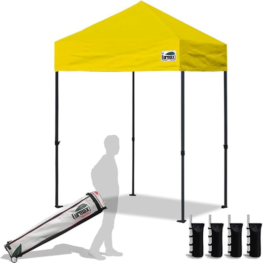 Eurmax USA 5'x5' Pop Up Canopy Tent Commercial Instant Canopies with Heavy Duty Roller Bag,Bonus 4 Sand Weights Bags (Yellow)