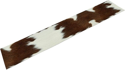 Cow Print Table Runner, Brown Cowhide Print Western Style Table Runner Country Farmhouse Cottage Cow Pattern Linen Table Decoration for Home Kitchen Dining 13x36