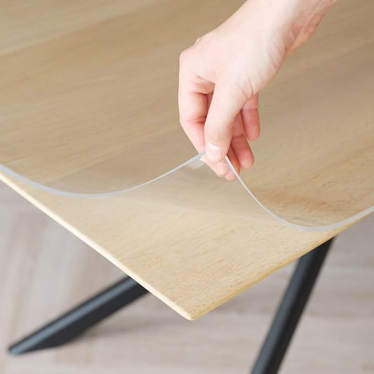 Clear Table Cover Protector, 40x80 inch , German Quality with 3 Mm Thickness, Stain Resistant Dining Pad with Beveled Edges, Washable Tablecloth, Fitted Clear Desk Cover for Indoor & Outdoor Use