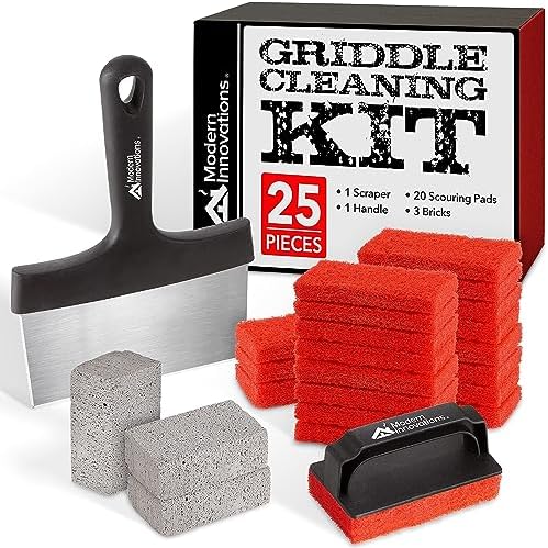 Modern Innovations 25-Piece Griddle Cleaning Kit, 20 Scouring Pads, 3 Grill by ModernInnovations