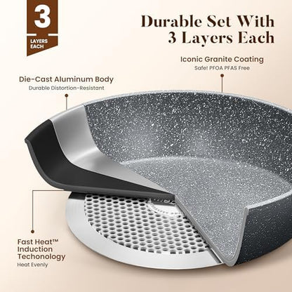 Kitchen Academy Granite Pots and Pans Set Non Stick, Induction Cookware - Image 6