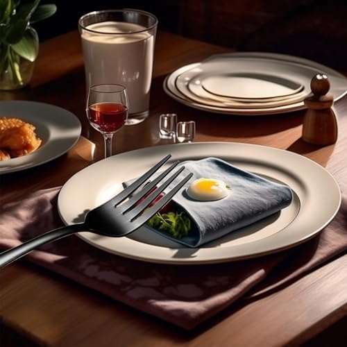 Black Forks Silverware Set Of 6 Pieces, Stainless Steel Forks, Mirror Polished - Image 7