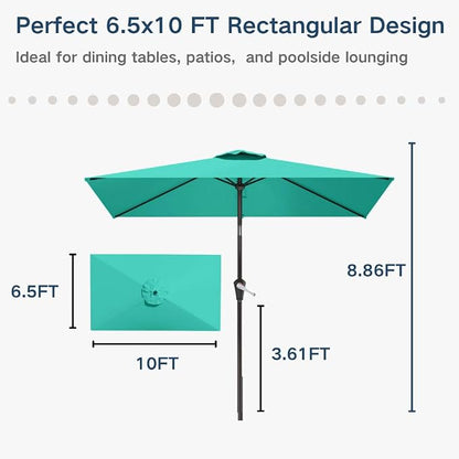 6.5' x 10' Rectangular Patio Umbrella Large Outdoor Market Umbrella w/ UV - Image 9