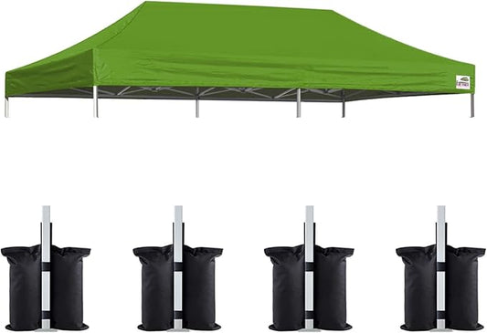 Eurmax USA 10x20 Pop Up Canopy Replacement Canopy Tent Top Cover, Instant Canopy Top Cover ONLY, Choose 30 Colors,Bonus 4PC Pack Weight Bag (10x20,Field Green)