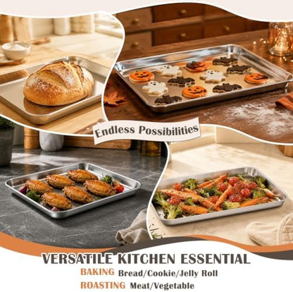 12.5" Baking Sheet Pan, Joyfair Stainless Steel Toaster Oven Trays - Image 3