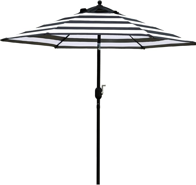 Sunnyglade 7.5' Patio Umbrella Outdoor Tilt Umbrella Black and White Stripe | by Sunnyglade