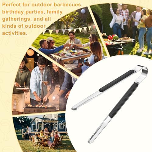 M METERXITY 3-Pack Grill Tongs, 8.8 Inch Non-Slip 410 Stainless Steel Locking - Image 6