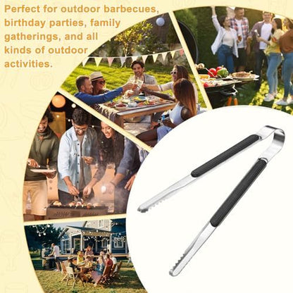 M METERXITY 3-Pack Grill Tongs, 8.8 Inch Non-Slip 410 Stainless Steel Locking - Image 6