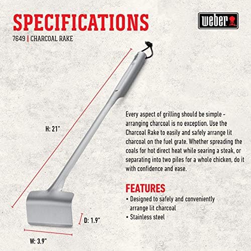 Weber® Grill Charcoal Rake, Stainless Steel, Charcoal Accessory - Image 3