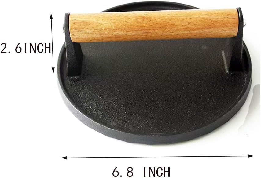 Burger Press 6.8" Round Heavy Duty Cast Iron Hamburger Press - Image 5
