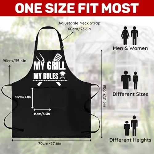 Funny Black Waterproof BBQ Chef Bib Aprons - Image 3