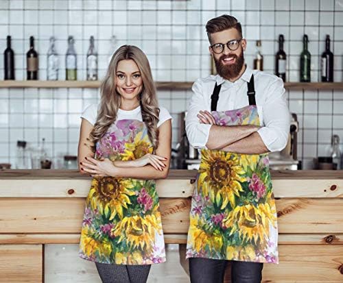EKOBLA Sunflowers Aprons Abstract Bright Colored Floral Handmade Romantic - Image 4