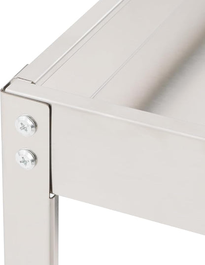 Stainless Steel Utility Cart, Heavy Duty 3-Tier Service Cart with 4 Wheels (2 Locking), 440 lbs Capacity Rolling Cart for Kitchen, Restaurant, Garage, Workshop, Silver