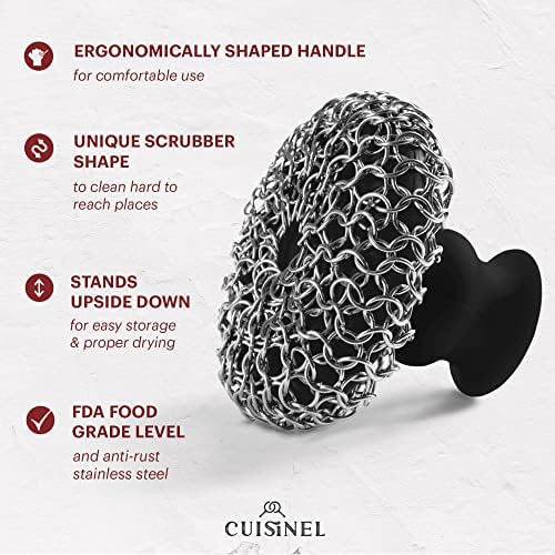 Cuisinel Cast Iron Chainmail Scrubber + Pan Scraper - Image 3
