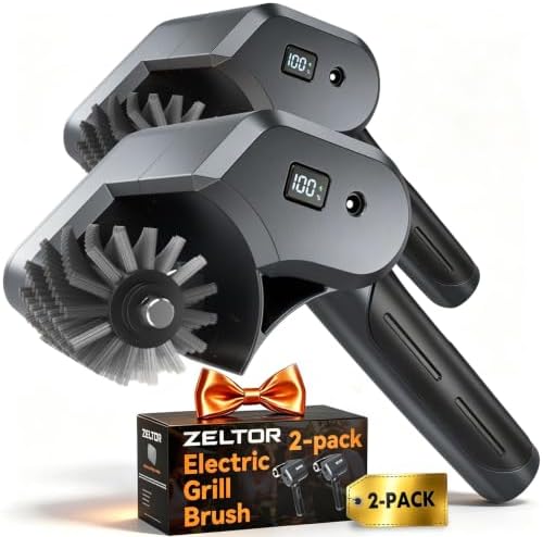 Electric Grill Brush, 2 Pack BBQ Giddy Up Grill Cleaner，6000mAh by Zeltor