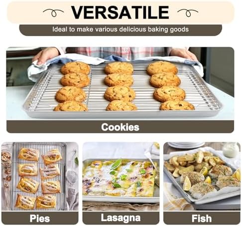 TeamFar Baking Sheet with Rack Set, 3 Pans + 3 Racks, 19.6/16/12.5 Inch - Image 6