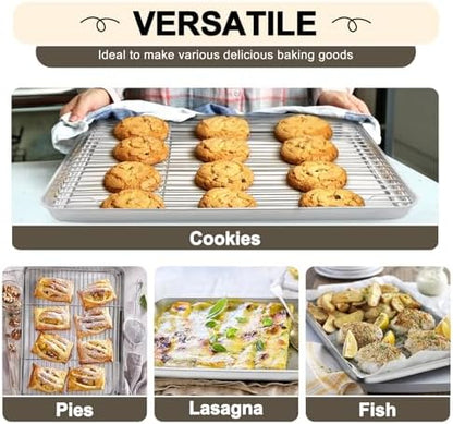 TeamFar Baking Sheet with Rack Set, 3 Pans + 3 Racks, 19.6/16/12.5 Inch - Image 6