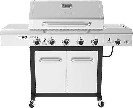 Nexgrill Deluxe 5-Burner Propane Barbecue Gas Grill with Side Table and Ceramic Searing Side Burner, 771 sq. in., 75000 BTUs, Black, Outdoor Cooking, Patio, Barbecue Grill, 720-1046A