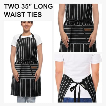 DILLMAN Kitchen Cooking Adjustable Aprons Men Women Bib Chef Stripes - Image 3