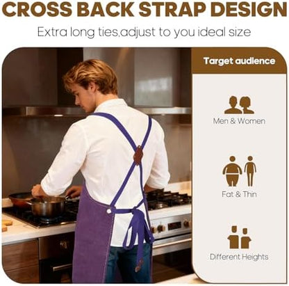 Aprons For Women Men With Large Pockets, Waterproof Cotton Chef Aprons For - Image 4