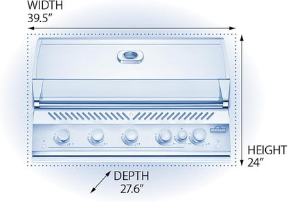 Napoleon Built-In 700 Series 38-inch Natural Gas Grill Head with Infrared Rear Burner - BIG38RBNSS-1-5 Main Burners, Infrared Rear Burner, Stainless Steel, Included Rotisserie Kit