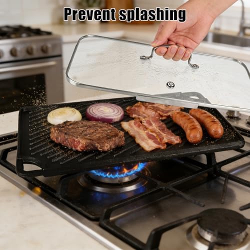 Vayepro Griddle Glass Lid for Lodge 9.5 x 16.75 Inch Cast Iron Rectangular - Image 4
